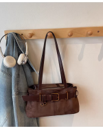 Large Capacity Retro Tote Shoulder Bag for Women – Vintage Handbag Underarm Work Commuter Bag - Image 3