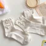 Japanese jk socks for women thin lace straps with bows, Lolita cute soft girl mid-calf socks - Image 2