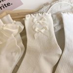 Japanese jk socks for women thin lace straps with bows, Lolita cute soft girl mid-calf socks - Image 10