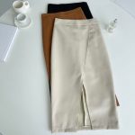 High-Waist Classic Leather Skirt for Women: Winter Mid-Length, Slimming Design with Hip-Covering Slit - Image 8
