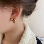 Retro Maillard style unique tiger eye stone earrings for women light luxury versatile high-end earrings - Image 4