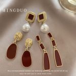Retro Red Baroque Pearl Simple and High-end  Earrings for Women - Image 5