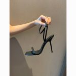 One-line buckle square open toe versatile sexy stiletto fairy style fashion high heels - Image 2