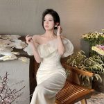 French elegant off-shoulder slim-fitting hip high-end seaside vacation dress - Image 11
