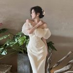 French elegant off-shoulder slim-fitting hip high-end seaside vacation dress - Image 14