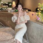 French elegant off-shoulder slim-fitting hip high-end seaside vacation dress - Image 15