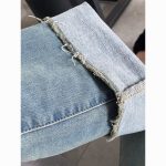 Raw edge micro-flared jeans high-waisted slim retro blue horseshoe pants - Image 3