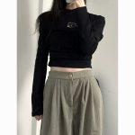 Gray green retro pleated casual suit pants loose design high waist straight wide leg trousers - Image 5