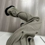 Gray green retro pleated casual suit pants loose design high waist straight wide leg trousers - Image 6