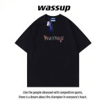 Summer WASSUP casual short-sleeved T-shirt loose pure cotton heavy off-shoulder tops - Image 3