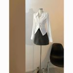 French style V-neck waist slim fit shirt, versatile, chic slim fit shirt top for women - Image 4
