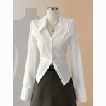 French style V-neck waist slim fit shirt, versatile, chic slim fit shirt top for women - Image 5