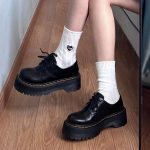 Thick-soled Martin black leather shoes retro British style jk platform lace-up Mary Jane shoes - Image 2