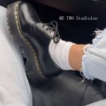 Thick-soled Martin black leather shoes retro British style jk platform lace-up Mary Jane shoes - Image 9