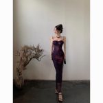 Pure lust floral summer spaghetti strap dress slit waist-covering maxi dress - Image 3
