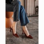 Shallow square toe hollow patent leather high heels - Image 2