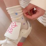 Women's Mid-Tube Pile Thin Japanese Style Colorful Polka Dot Love Solid Color White Socks - Image 4