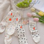 Women's Mid-Tube Pile Thin Japanese Style Colorful Polka Dot Love Solid Color White Socks - Image 6