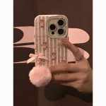 Japanese glitter striped bears phone case
