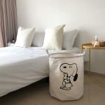 Classic Style Laundry Basket with Snoopy Design, Cotton Linen Canvas Fabric Storage Hamper for Various Rooms, Durable Organizer with Multiple Components - Image 4