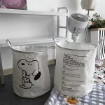 Classic Style Laundry Basket with Snoopy Design, Cotton Linen Canvas Fabric Storage Hamper for Various Rooms, Durable Organizer with Multiple Components - Image 5