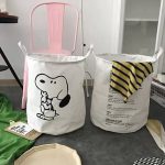Classic Style Laundry Basket with Snoopy Design, Cotton Linen Canvas Fabric Storage Hamper for Various Rooms, Durable Organizer with Multiple Components - Image 7