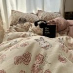 Luxury style maternal and infant grade small bamboo washed cotton bed sheets quilt cover single set - Image 3