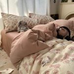 Luxury style maternal and infant grade small bamboo washed cotton bed sheets quilt cover single set - Image 4
