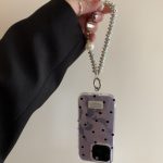 Korean Style INS Style Taro Purple Ripple Texture with Black Polka Dots iPhone Case - Image 2