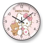 Cute Hello Kitty wall clock for children's room, fun quartz clock for kids' room, small fresh cartoon design, no-drill installation - Image 9