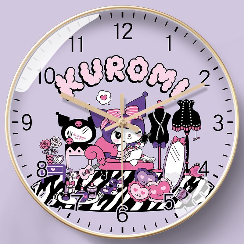 13373019475481640 Cute Kuromi wall clock, cartoon design for children's room, small fresh style, adorable bedroom clock for students and study, quartz clock. - Image 1