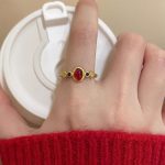 Matte Gold Enamel Ring - Retro Chinese Style Statement Jewelry - Image 3