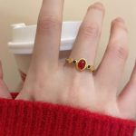 Matte Gold Enamel Ring - Retro Chinese Style Statement Jewelry - Image 4