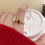 Matte Gold Enamel Ring - Retro Chinese Style Statement Jewelry - Image 5