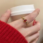 Matte Gold Enamel Ring - Retro Chinese Style Statement Jewelry - Image 6