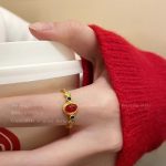Matte Gold Enamel Ring - Retro Chinese Style Statement Jewelry - Image 7