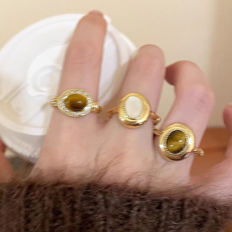 13377088752876351 Tiger's Eye Adjustable Ring - Vintage Chinese Style Jewelry - Image 1