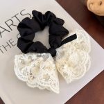 Sweet Lace Bow Hair Tie – Vintage Embroidered Korean Style - Image 5