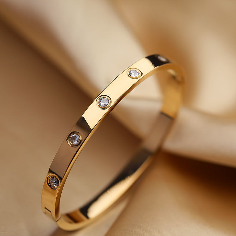 13381148110066297 Titanium Steel Non-Fading Rhinestone Bracelet for Women – Rose Gold Oval Design, Trendy Ins Accessory - Image 1