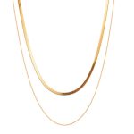 Double Layered Snake Chain Necklace for Women – High-End Gold Titanium Steel Vintage Clavicle Choker - Image 9