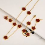 Titanium Steel Five-Petal Flower Jewelry Set – Earrings, Bracelet & Necklace