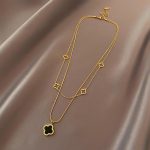 Double-Layer Four-Leaf Clover Necklace –  Titanium Steel Luxury Chain - Image 7