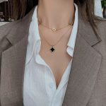 Double-Layer Four-Leaf Clover Necklace –  Titanium Steel Luxury Chain - Image 5