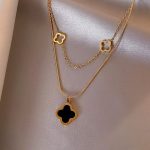 Double-Layer Four-Leaf Clover Necklace –  Titanium Steel Luxury Chain - Image 2