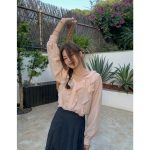 Korean Lace Ruffle Top - Sweet White Long-Sleeve Shirt - Image 8