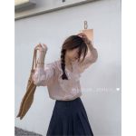 Korean Lace Ruffle Top - Sweet White Long-Sleeve Shirt - Image 4