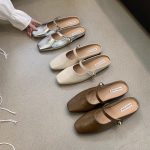 Retro Square-Toe Backless Flats - Elegant Slip-On Shoes for Women - Image 9
