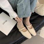 Retro Square-Toe Backless Flats - Elegant Slip-On Shoes for Women - Image 3