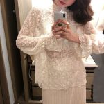 Chic Lace Mesh Blouse – Semi-Turtleneck Elegant Base Layer - Image 5