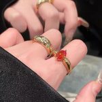 Vintage Wide Band Rhinestone Ring – Brushed Retro Statement Ring for Women - Image 9